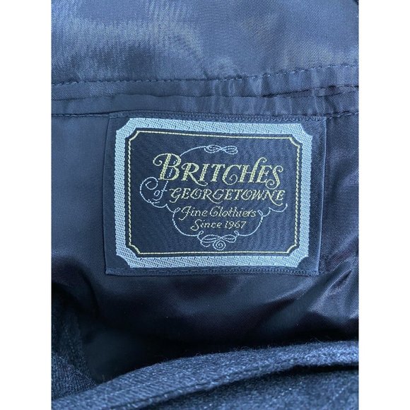 VTG Britches Of Georgetowne Dark Gray Wool Striped Two Button Blazer Jacket 38S - Picture 6 of 12
